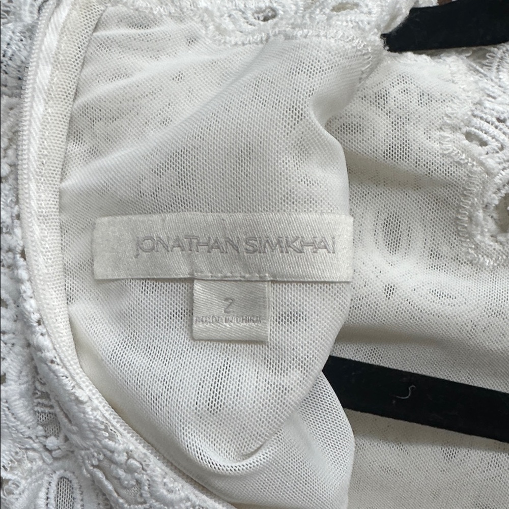 Jonathan Simkhai White Crochet Lace High-Neck Mini Dress - Picture 13 of 15